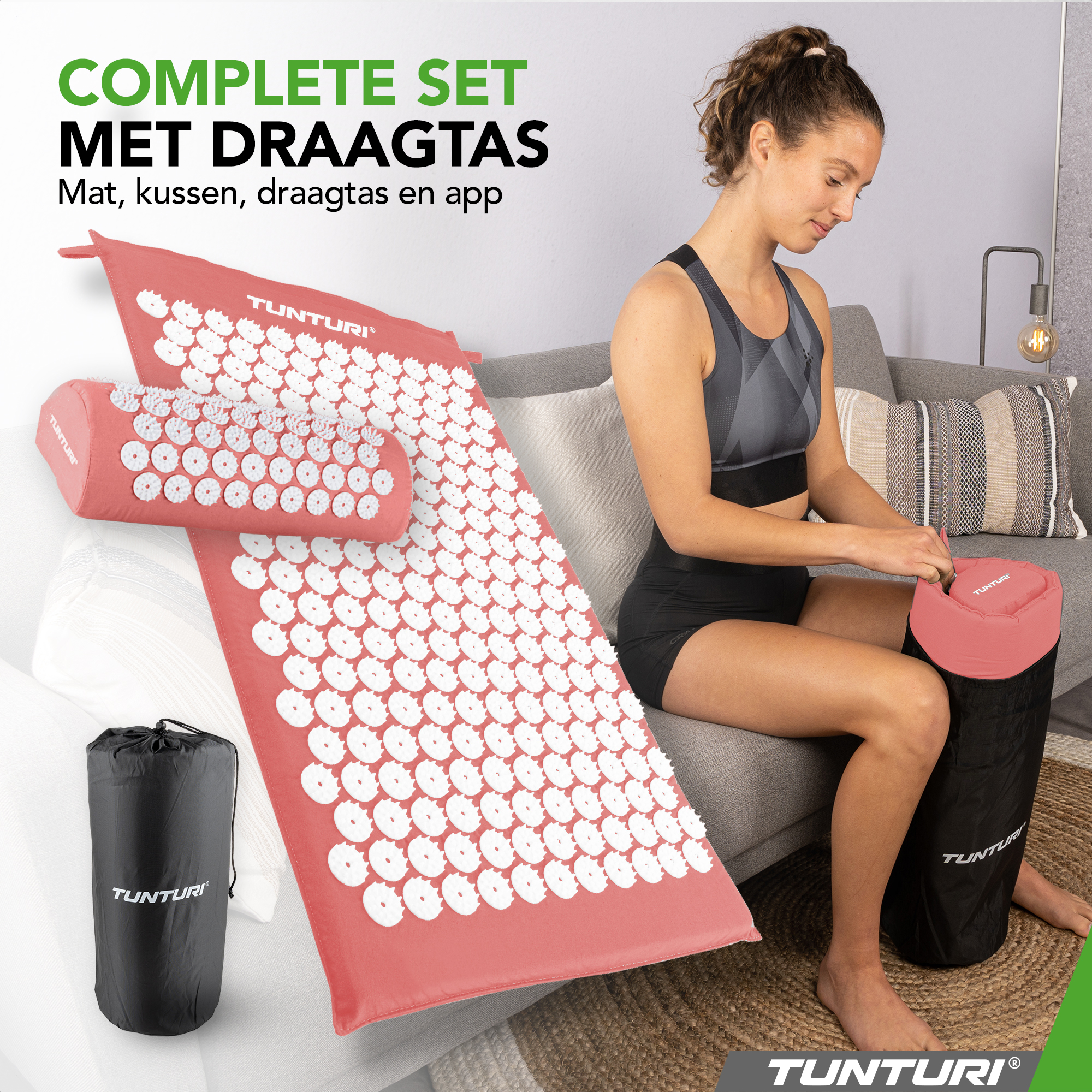 Tunturi Nieuw - Acupressure Mat And Pillow 68x42x2 cm - Roze Tunturi Nieuw - Acupressure Mat And Pillow 68x42x2 cm - Roze