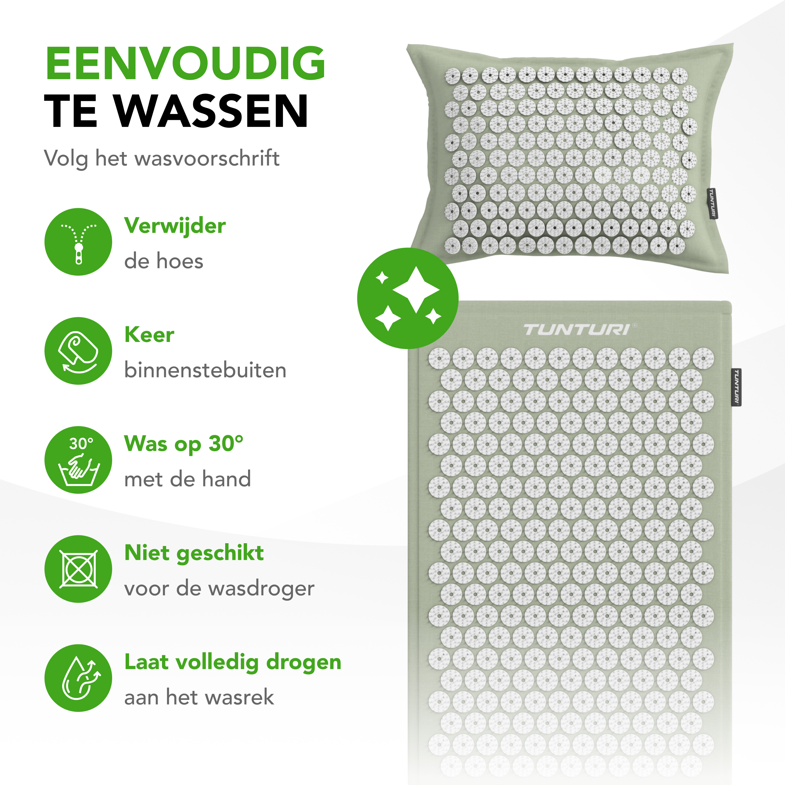 Tunturi Spijkermat - Eco Spijkermat Met Kussen 68x42x2 cm - Munt Tunturi Spijkermat - Eco Spijkermat Met Kussen 68x42x2 cm - Munt