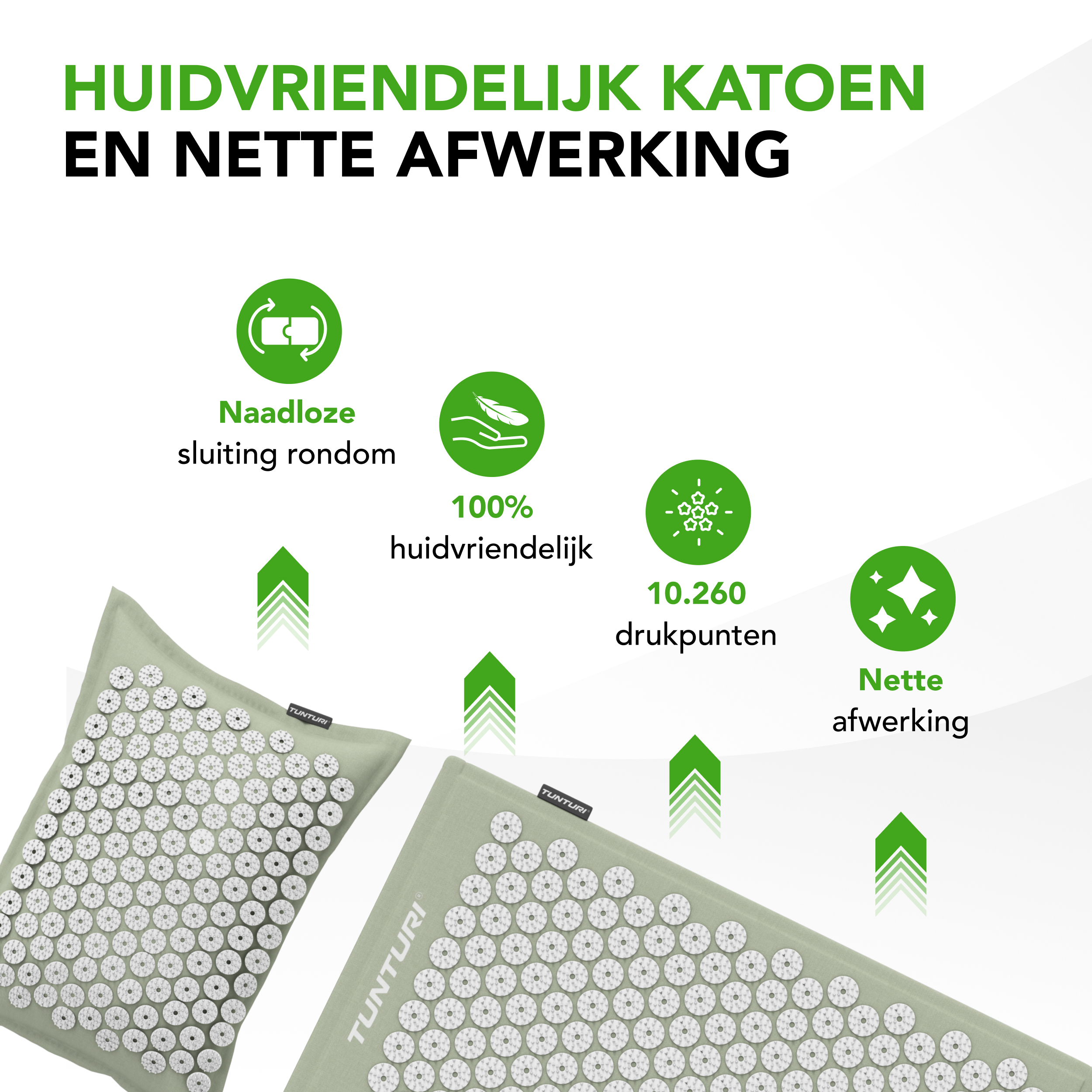 Tunturi Spijkermat - Eco Spijkermat Met Kussen 68x42x2 cm - Munt Tunturi Spijkermat - Eco Spijkermat Met Kussen 68x42x2 cm - Munt