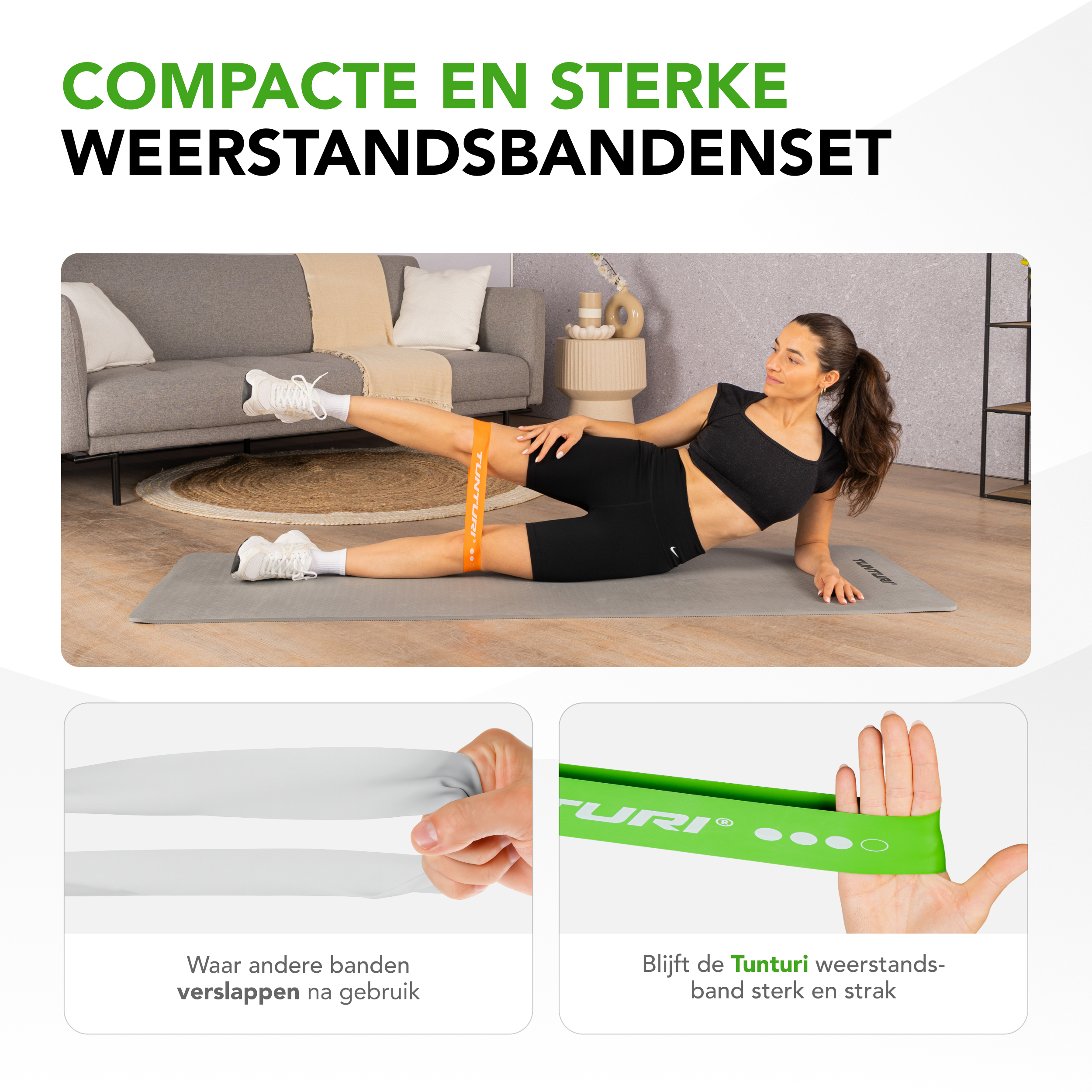Tunturi Weerstandsband - Mini Resistance Band Set 4pcs - Blauw Tunturi Weerstandsband - Mini Resistance Band Set 4pcs - Blauw