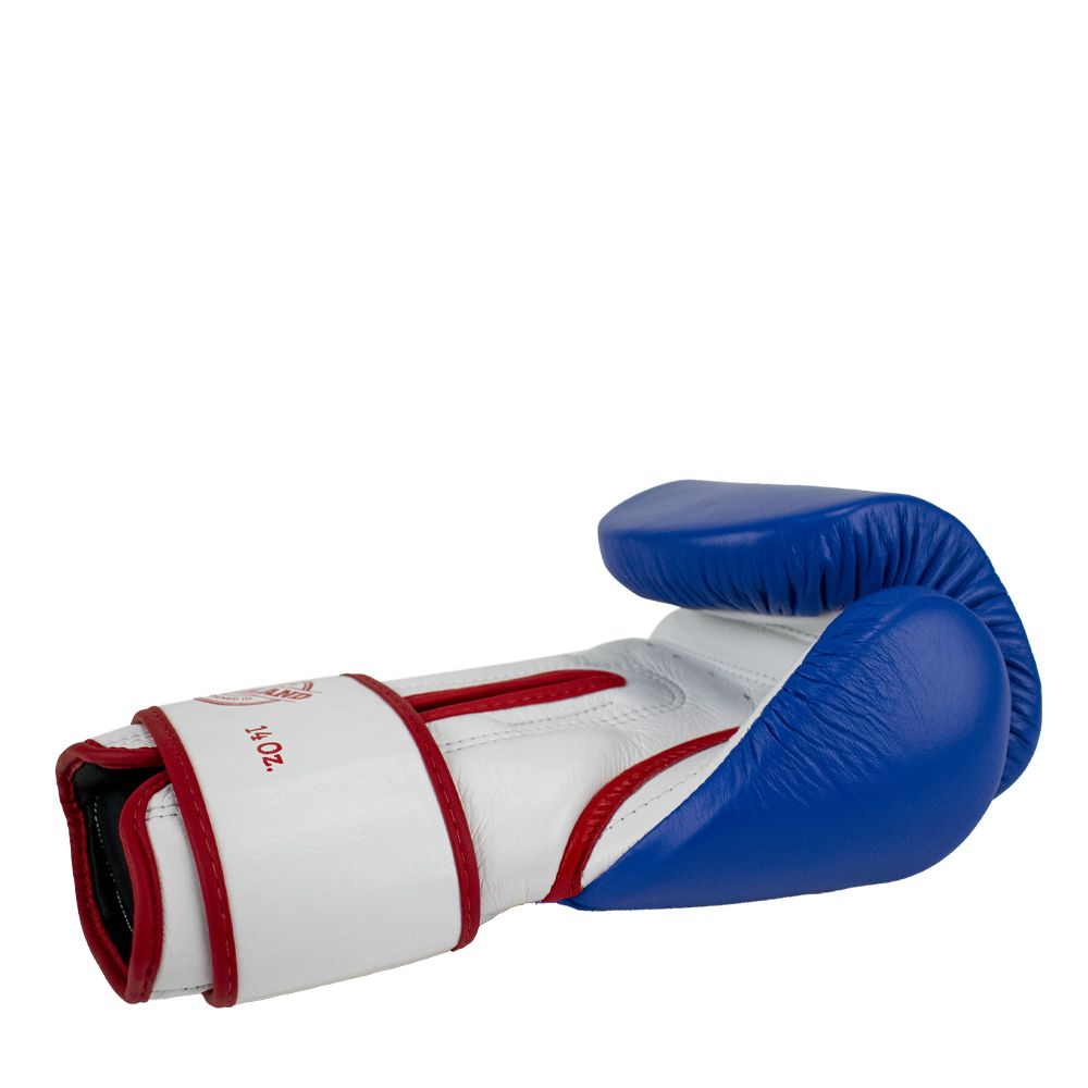 Super Pro Combat Gear Bokshandschoen - Leather Thai Gloves Stripes - Rood / Blauw / Wit Super Pro Combat Gear Bokshandschoen - Leather Thai Gloves Stripes - Rood / Blauw / Wit