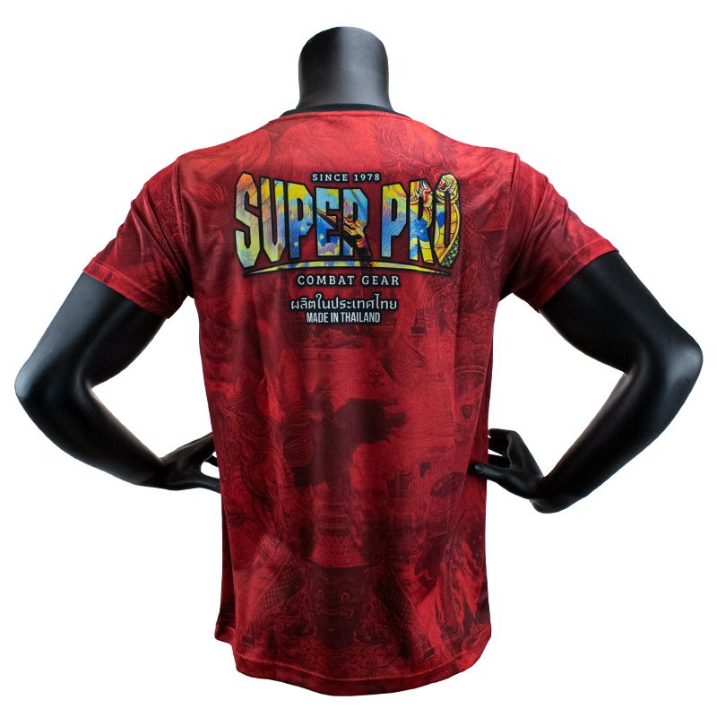 Super Pro Combat Gear T-shirt - Thai Pattaya Made In Thailand - Rood / Geel Super Pro Combat Gear T-shirt - Thai Pattaya Made In Thailand - Rood / Geel