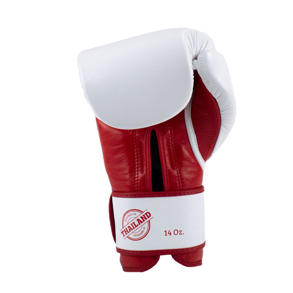 Super Pro Combat Gear Bokshandschoen - Leather Thai Gloves Stripes - Rood / Blauw / Wit Super Pro Combat Gear Bokshandschoen - Leather Thai Gloves Stripes - Rood / Blauw / Wit