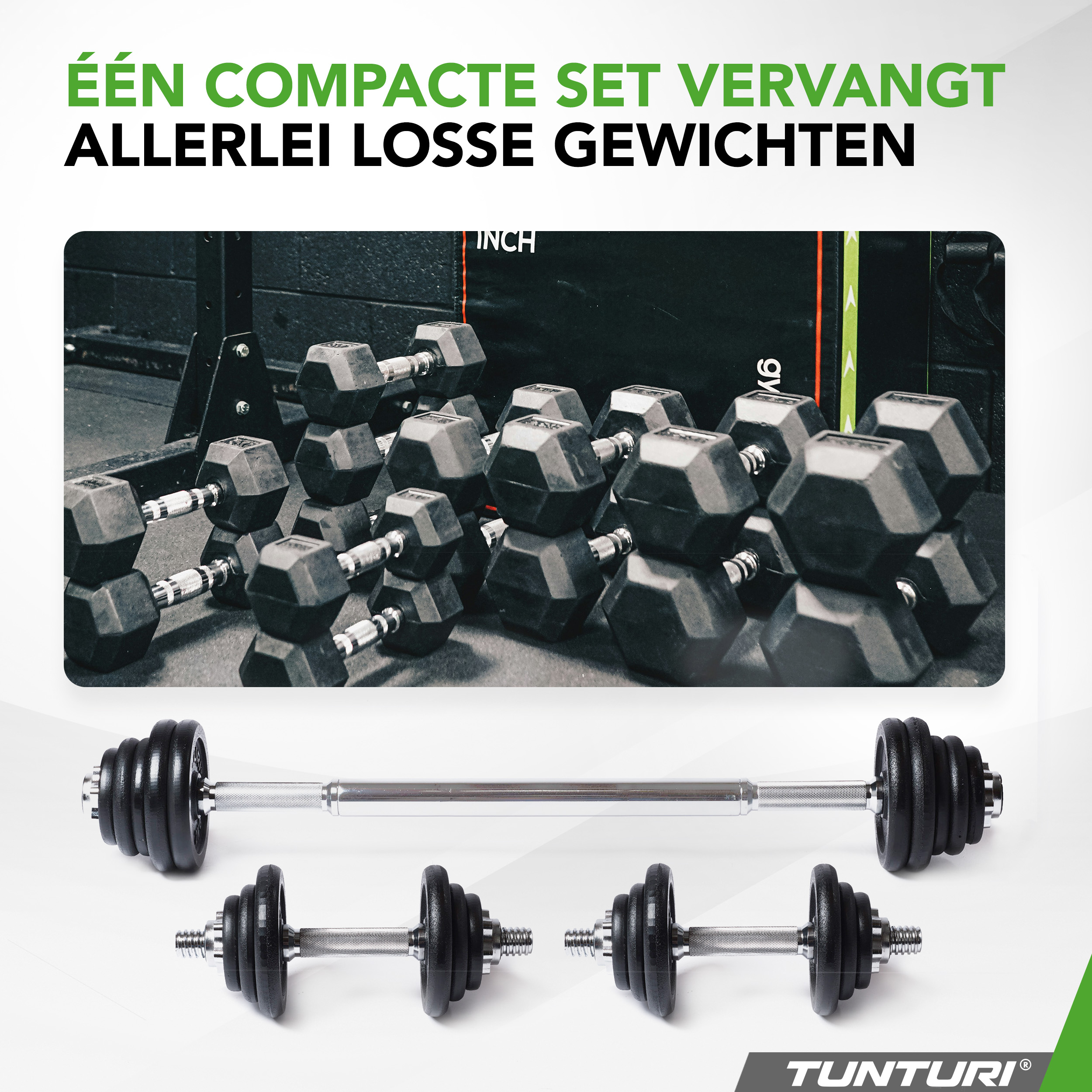 Tunturi Halterset - Barbell/Dumbbell set 20kg - Zwart Tunturi Halterset - Barbell/Dumbbell set 20kg - Zwart