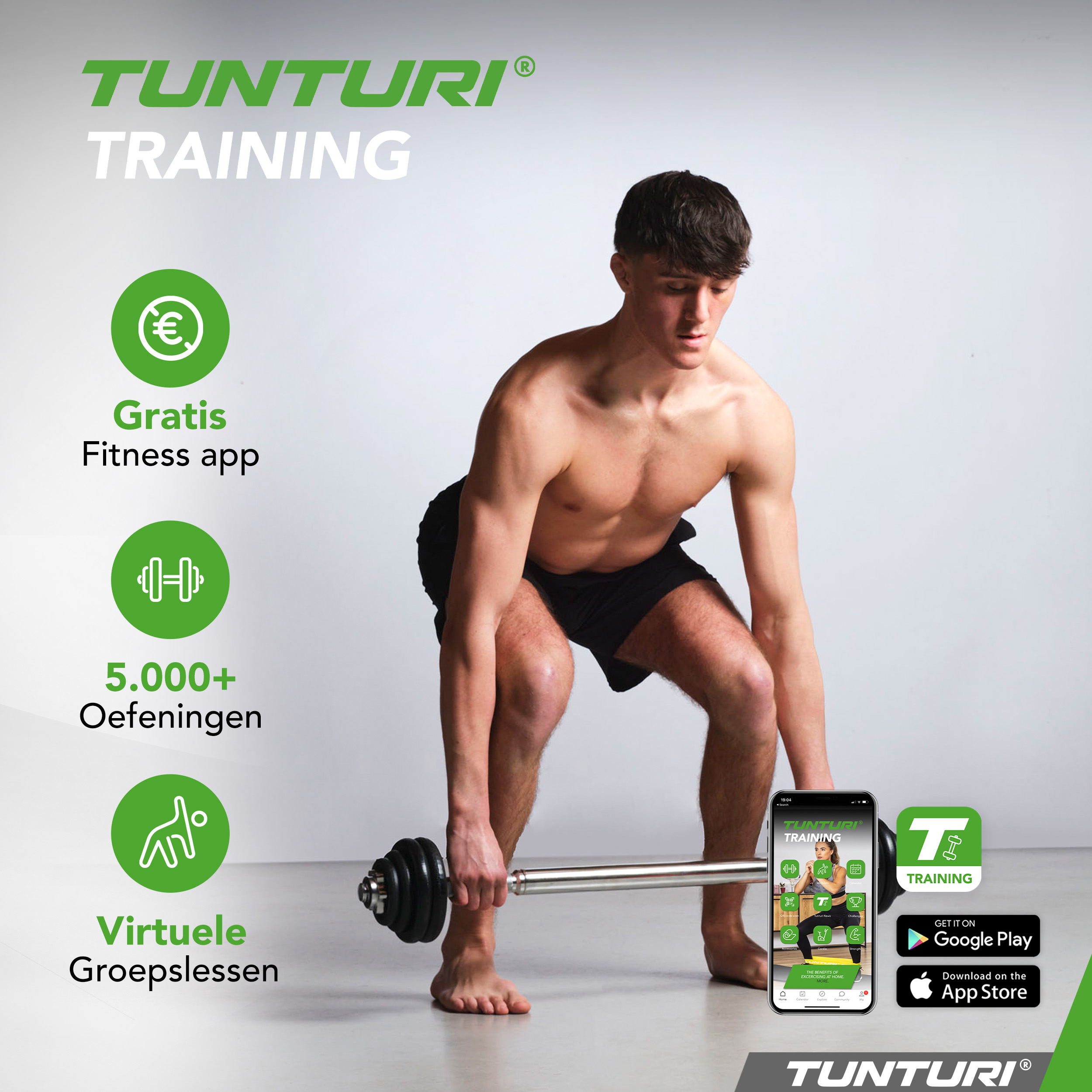 Tunturi Halterset - Barbell/Dumbbell set 20kg - Zwart Tunturi Halterset - Barbell/Dumbbell set 20kg - Zwart