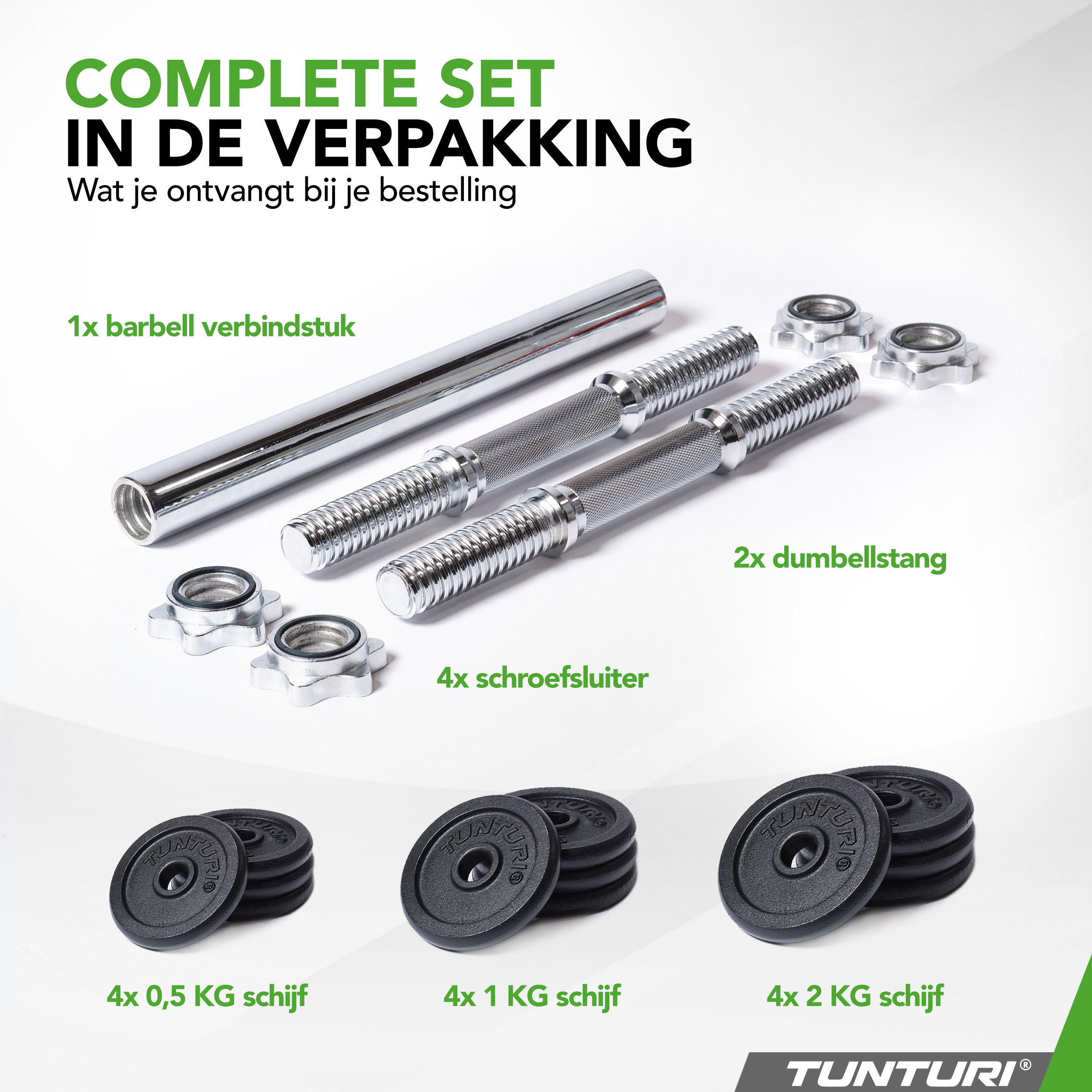 Tunturi Halterset - Barbell/Dumbbell set 20kg - Zwart Tunturi Halterset - Barbell/Dumbbell set 20kg - Zwart