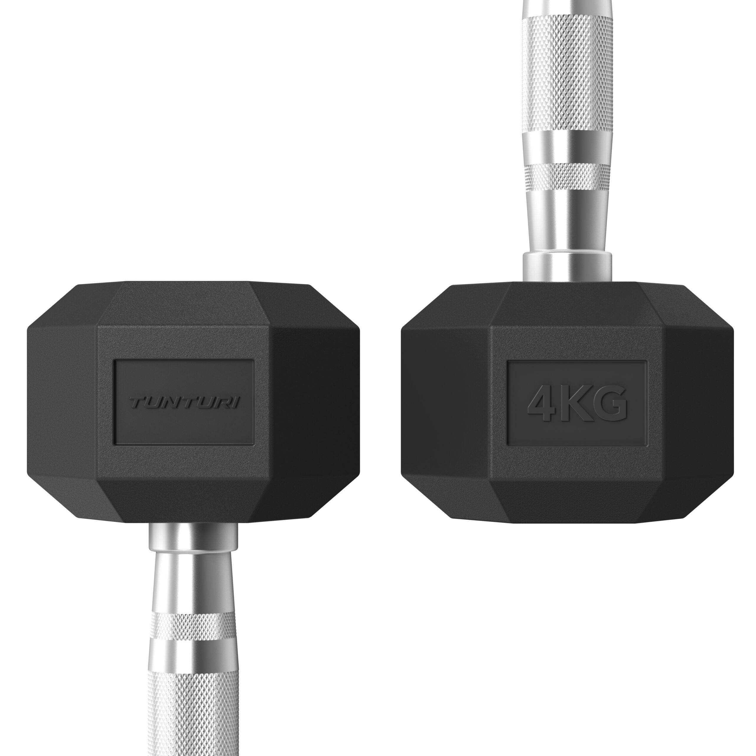 Tunturi Halter - Platinum Hex Rubber Dumbbell 4kg - Zwart Tunturi Halter - Platinum Hex Rubber Dumbbell 4kg - Zwart