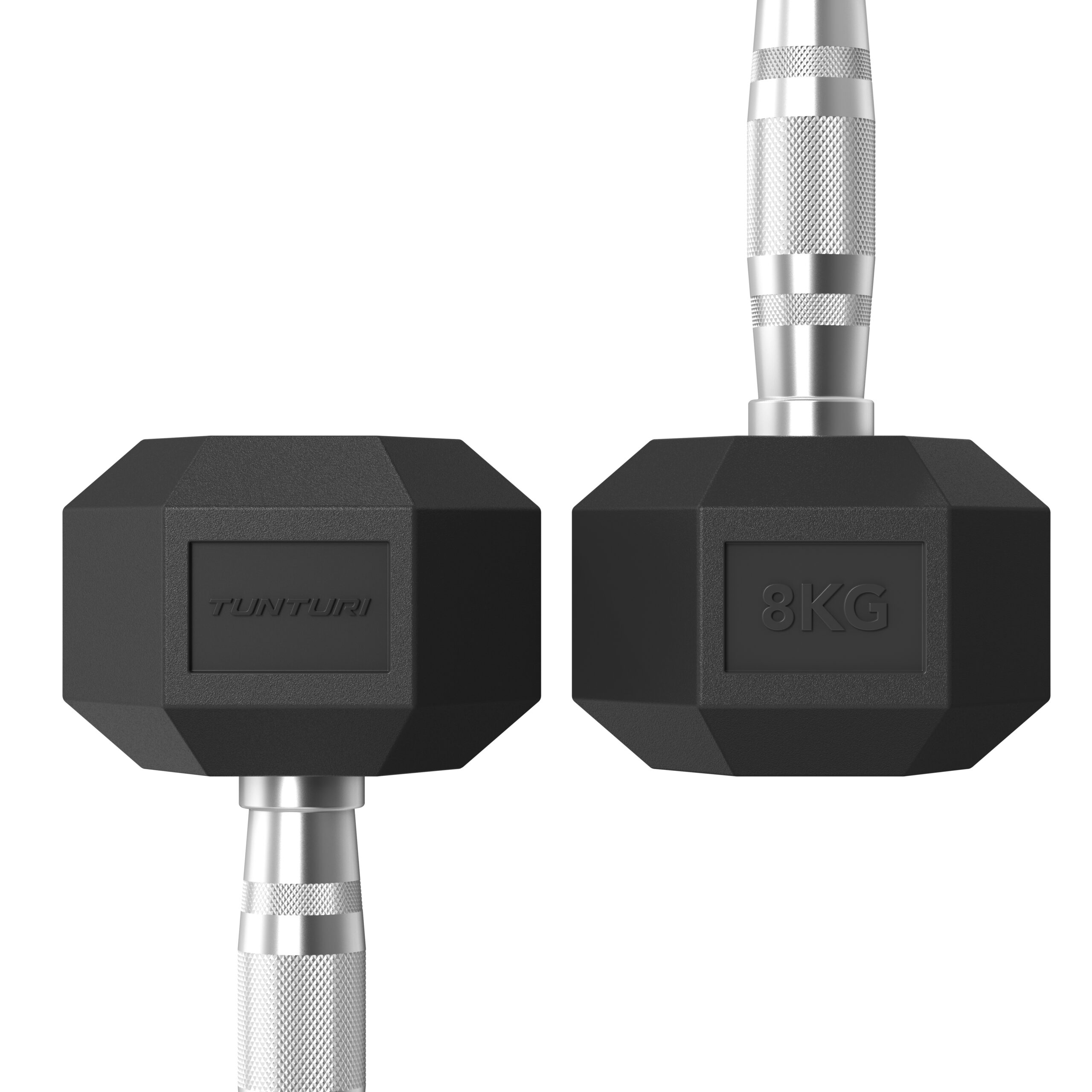 Tunturi Dumbbell - Platinum Hexa Rubber 8kg - Zwart Tunturi Dumbbell - Platinum Hexa Rubber 8kg - Zwart