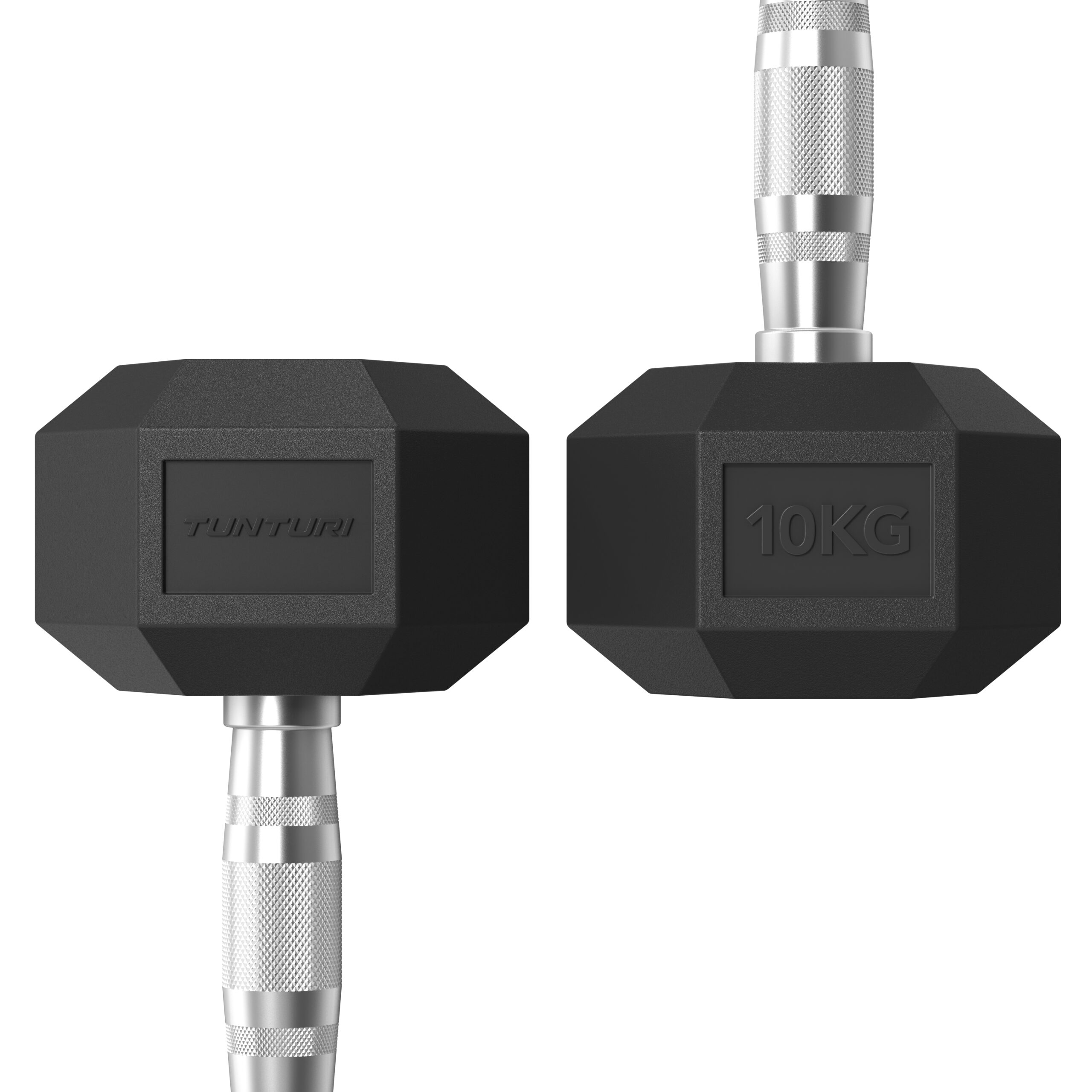 Tunturi Dumbbell - Platinum Hex Rubber 10kg - Zwart Tunturi Dumbbell - Platinum Hex Rubber 10kg - Zwart
