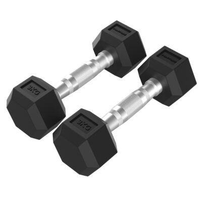 Tunturi Halter - Platinum Hex Rubber Dumbbell Set 1-10kg - Zwart