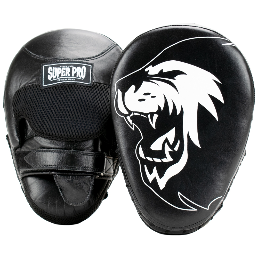 Super Pro Combat Gear Stootkussen - Handpads Curved Leder - Zwart / Wit