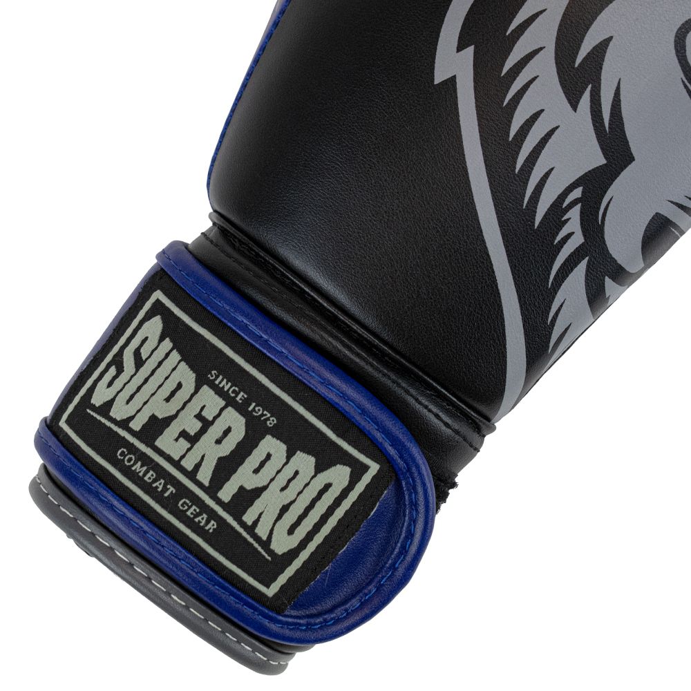 Super Pro Combat Gear Bokshandschoen - Wolf - Blauw / Grijs / Zwart Super Pro Combat Gear Bokshandschoen - Wolf - Blauw / Grijs / Zwart