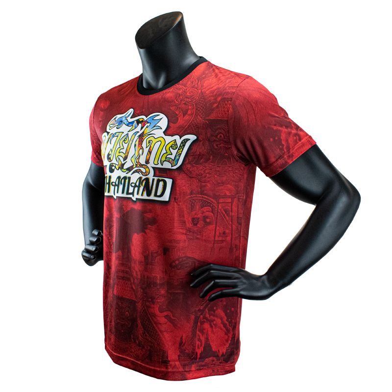 Super Pro Combat Gear T-shirt - Thai Pattaya Made In Thailand - Rood / Geel Super Pro Combat Gear T-shirt - Thai Pattaya Made In Thailand - Rood / Geel