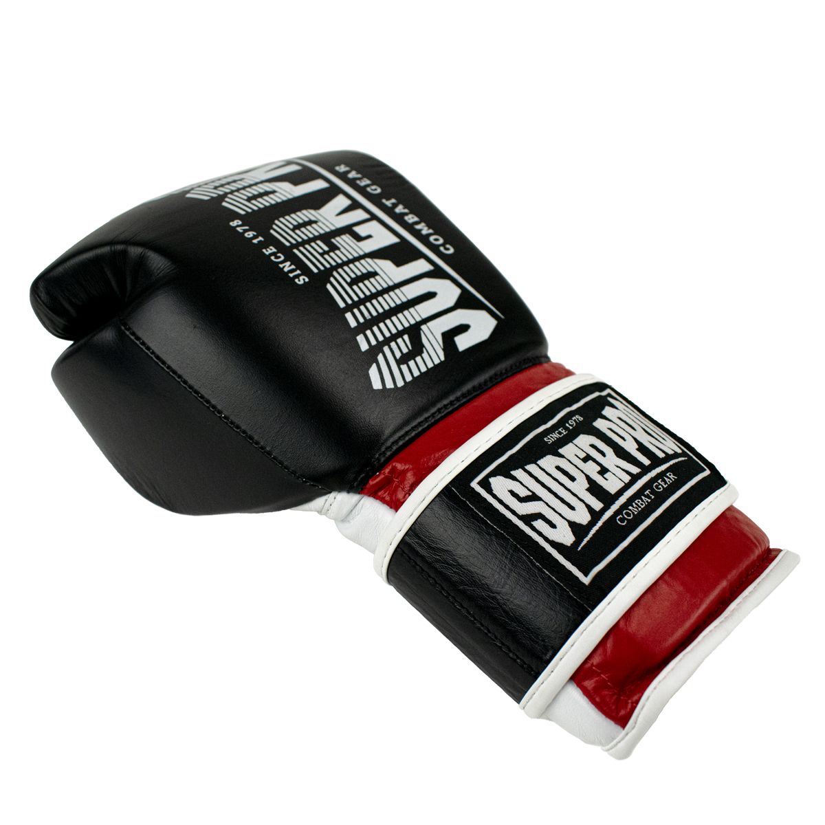 Super Pro Combat Gear Bokshandschoen - Leather Thai Gloves - Rood / Zwart / Wit Super Pro Combat Gear Bokshandschoen - Leather Thai Gloves - Rood / Zwart / Wit