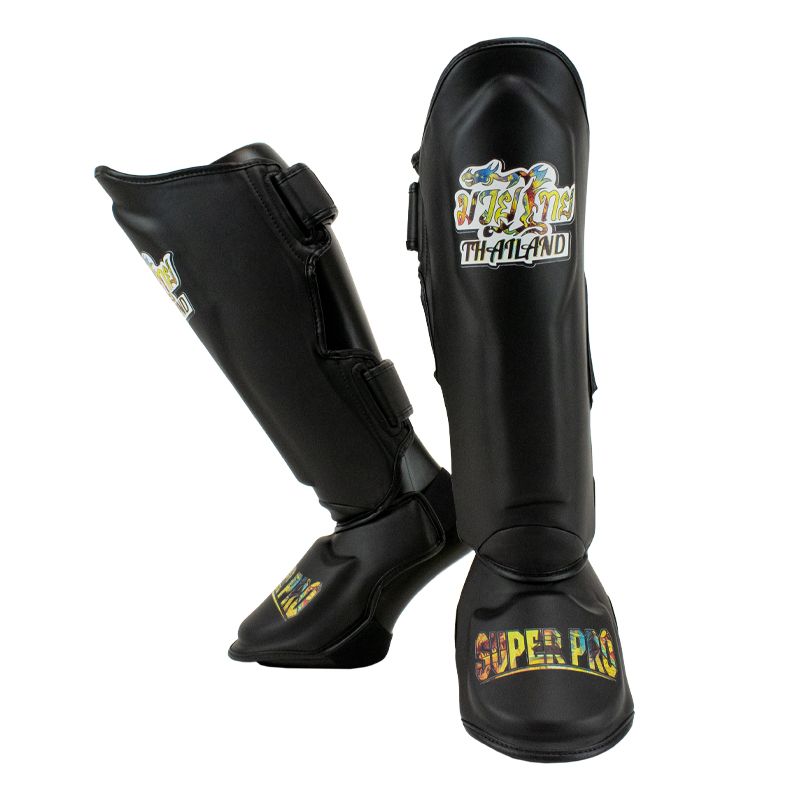 Super Pro Combat Gear Scheenbeschermer - Pattaya Made In Thailand - Zwart / Geel Super Pro Combat Gear Scheenbeschermer - Pattaya Made In Thailand - Zwart / Geel