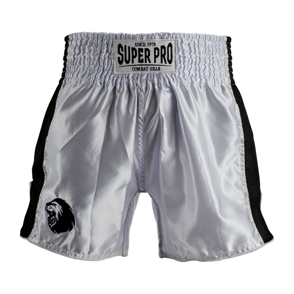 Super Pro Combat Gear Kickboksbroekje - Thai En Kickboksshort Brave - Zwart / Wit Super Pro Combat Gear Kickboksbroekje - Thai En Kickboksshort Brave - Zwart / Wit