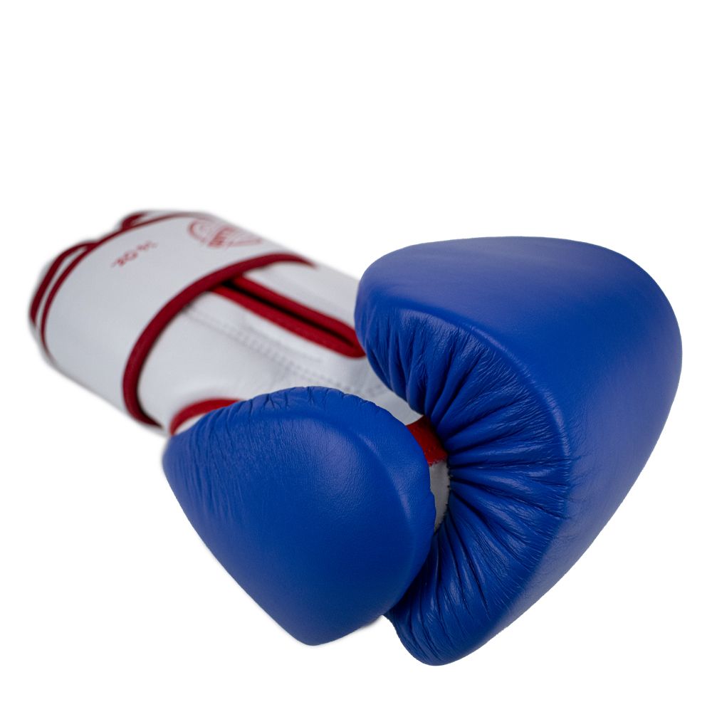 Super Pro Combat Gear Bokshandschoen - Leather Thai Gloves Stripes - Rood / Blauw / Wit Super Pro Combat Gear Bokshandschoen - Leather Thai Gloves Stripes - Rood / Blauw / Wit