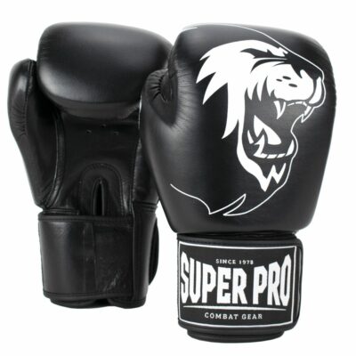 Super Pro Combat Gear Bokshandschoen - Warrior Lederen - Zwart / Wit