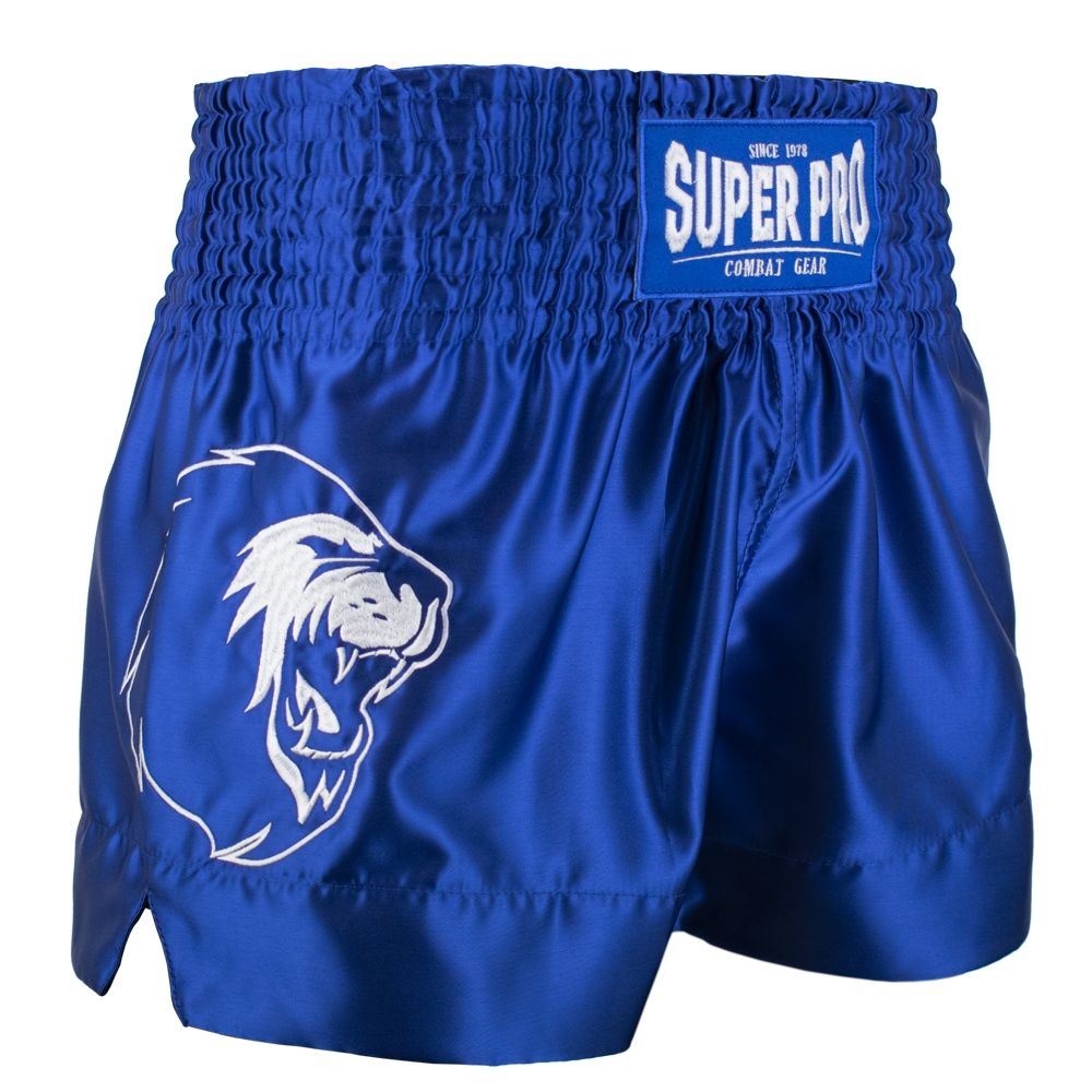 Super Pro Combat Gear Kickboksbroekje - Thai En Kickboksshort Hero - Blauw / Wit Super Pro Combat Gear Kickboksbroekje - Thai En Kickboksshort Hero - Blauw / Wit