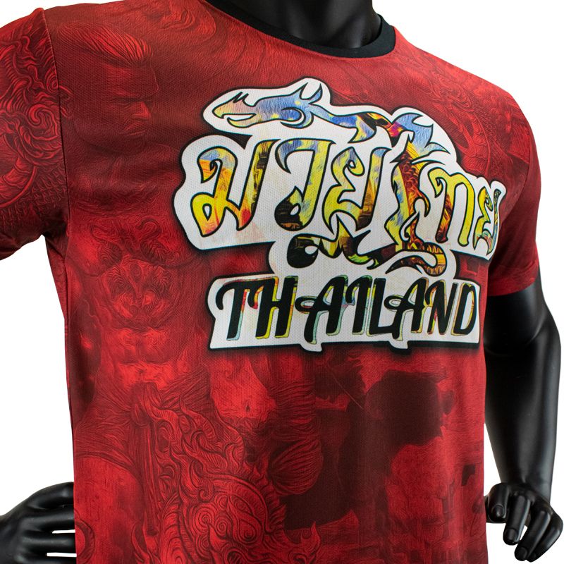 Super Pro Combat Gear T-shirt - Thai Pattaya Made In Thailand - Rood / Geel Super Pro Combat Gear T-shirt - Thai Pattaya Made In Thailand - Rood / Geel