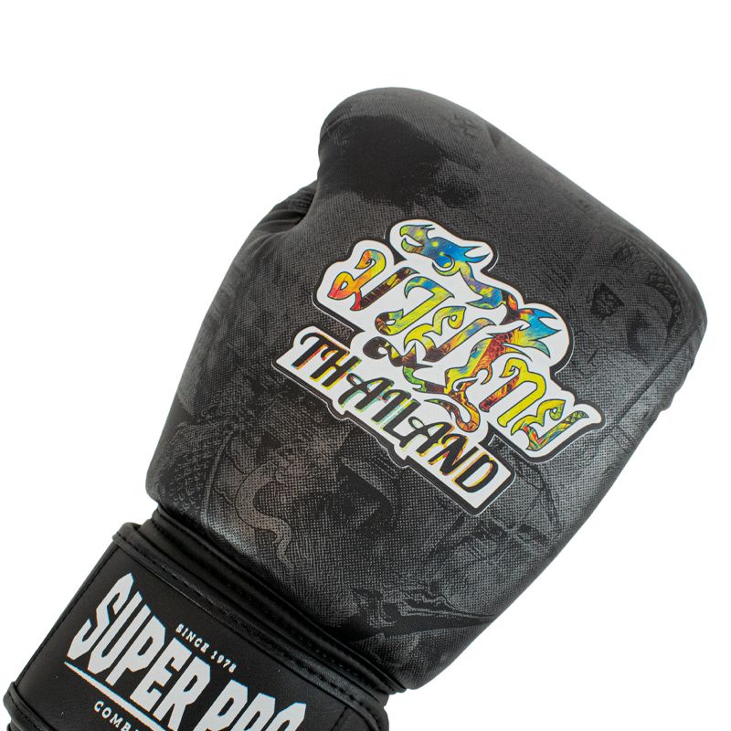 Super Pro Combat Gear Bokshandschoen - Thaibokshandschoenen Leder Pattaya Made In Thailand - Zwart / Geel Super Pro Combat Gear Bokshandschoen - Thaibokshandschoenen Leder Pattaya Made In Thailand - Zwart / Geel
