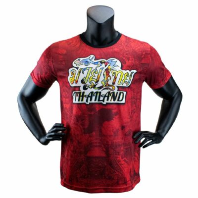 Super Pro Combat Gear T-shirt - Thai Pattaya Made In Thailand - Rood / Geel Super Pro Combat Gear T-shirt - Thai Pattaya Made In Thailand - Rood / Geel