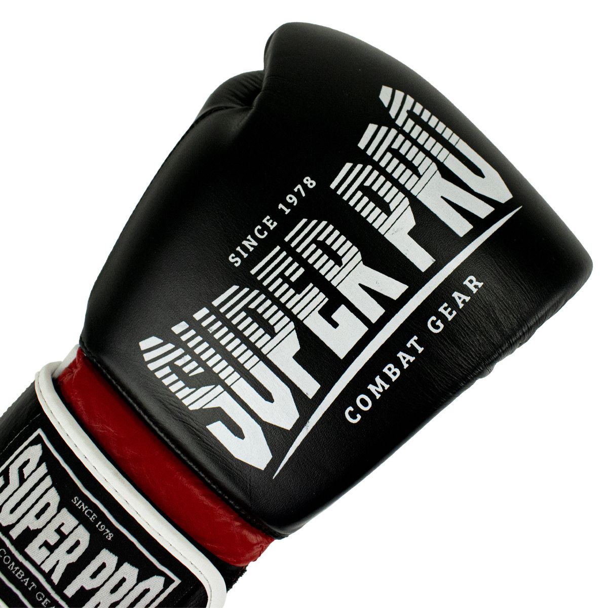 Super Pro Combat Gear Bokshandschoen - Leather Thai Gloves - Rood / Zwart / Wit Super Pro Combat Gear Bokshandschoen - Leather Thai Gloves - Rood / Zwart / Wit