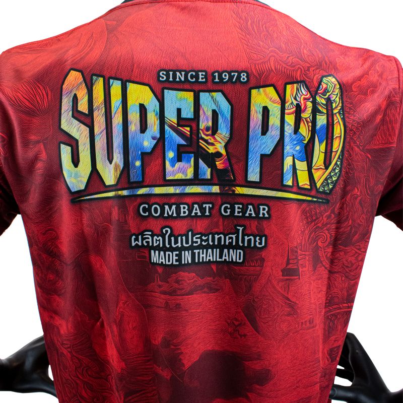 Super Pro Combat Gear T-shirt - Thai Pattaya Made In Thailand - Rood / Geel Super Pro Combat Gear T-shirt - Thai Pattaya Made In Thailand - Rood / Geel