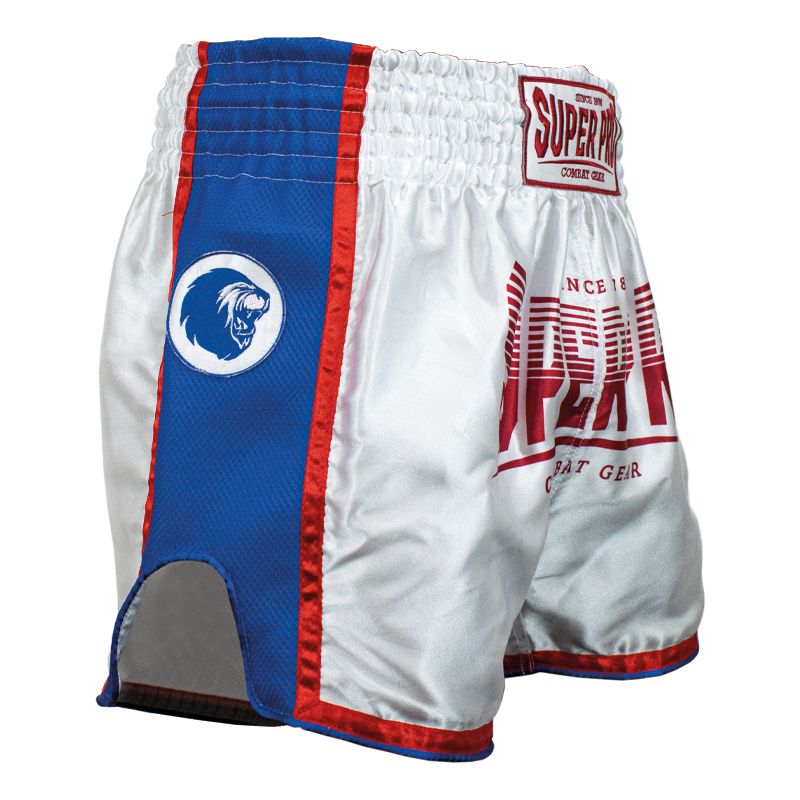 Super Pro Combat Gear short - Thai Short Stripes - Rood / Blauw / Wit Super Pro Combat Gear short - Thai Short Stripes - Rood / Blauw / Wit