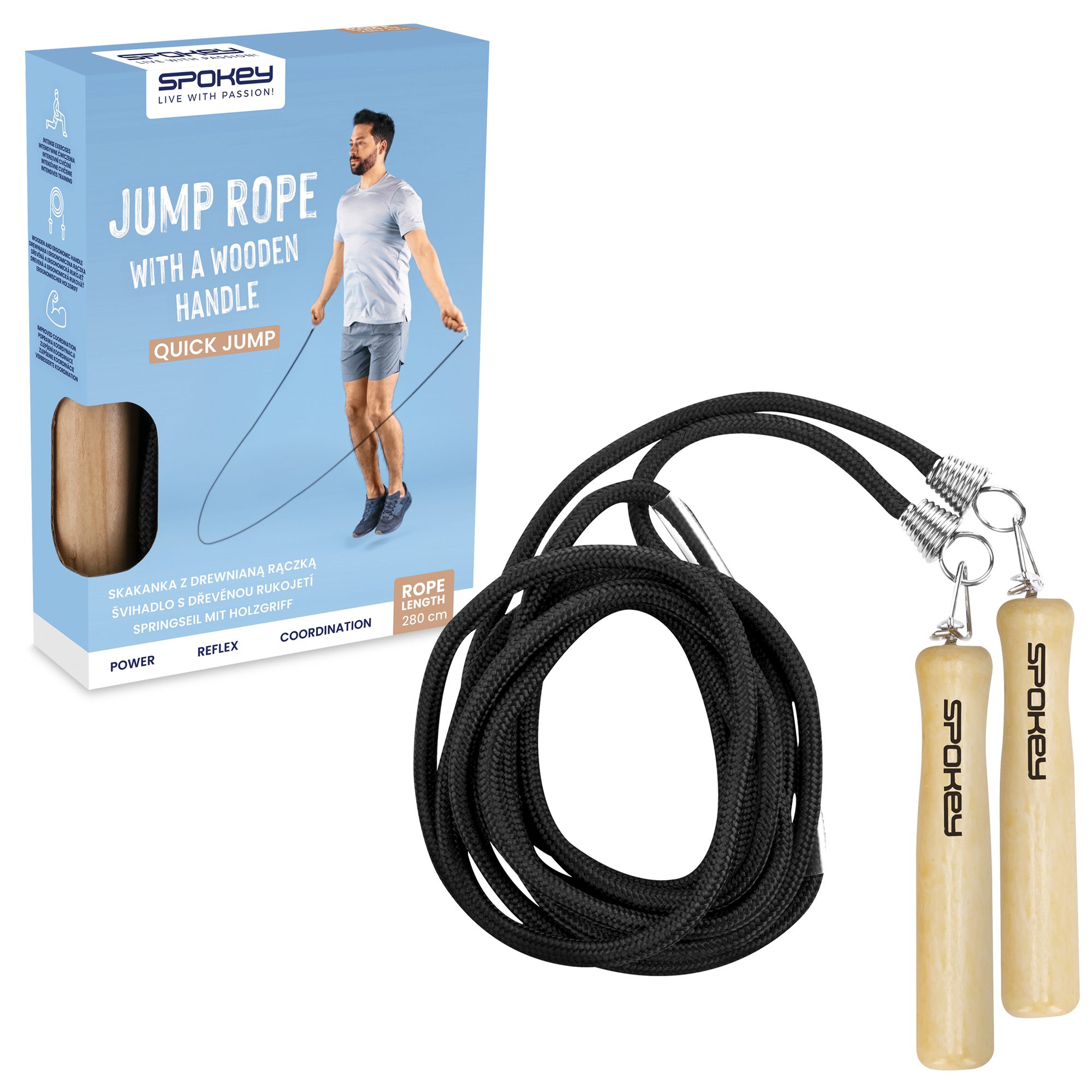 Spokey Houten Springtouw Zwart Met Grip Spokey Houten Springtouw Zwart Met Grip