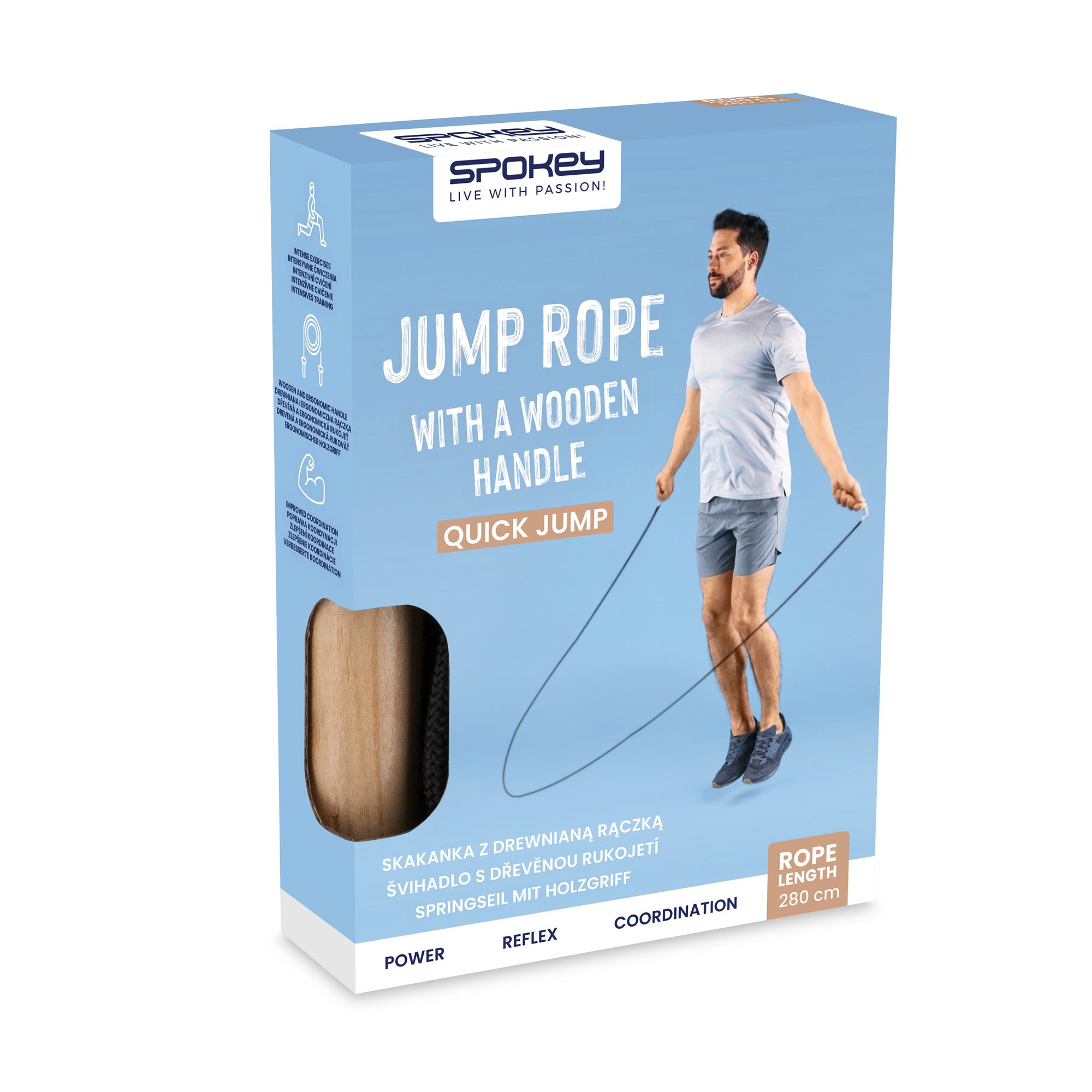 Spokey Houten Springtouw Zwart Met Grip Spokey Houten Springtouw Zwart Met Grip