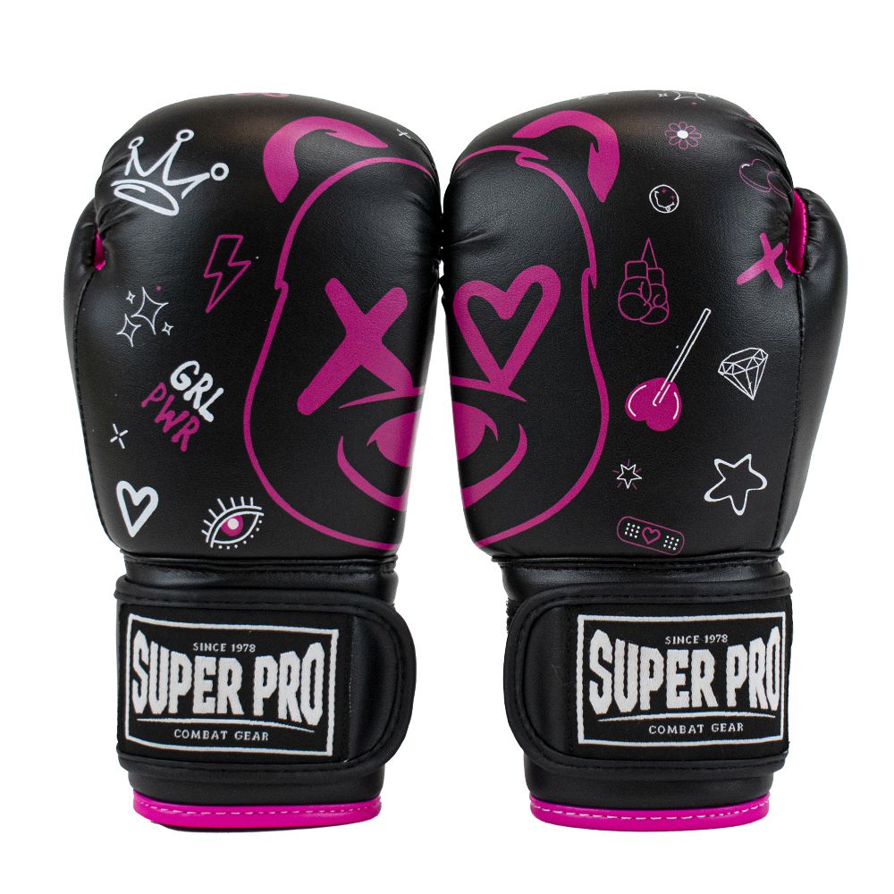 Super Pro Combat Gear Bokshandschoen - Kids Bear - Roze / Zwart / Wit Super Pro Combat Gear Bokshandschoen - Kids Bear - Roze / Zwart / Wit