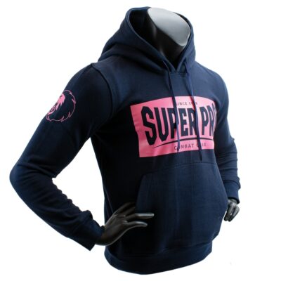 Super Pro Combat Gear Hoodie - S.P. Block-logo 140 - Blauw / Roze Super Pro Combat Gear Hoodie - S.P. Block-logo 140 - Blauw / Roze