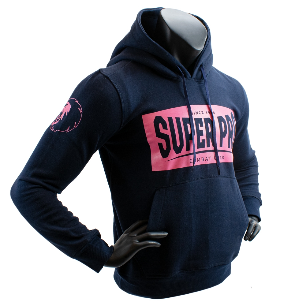 Super Pro Combat Gear Hoodie - S.P. Block-logo 140 - Blauw / Roze Super Pro Combat Gear Hoodie - S.P. Block-logo 140 - Blauw / Roze