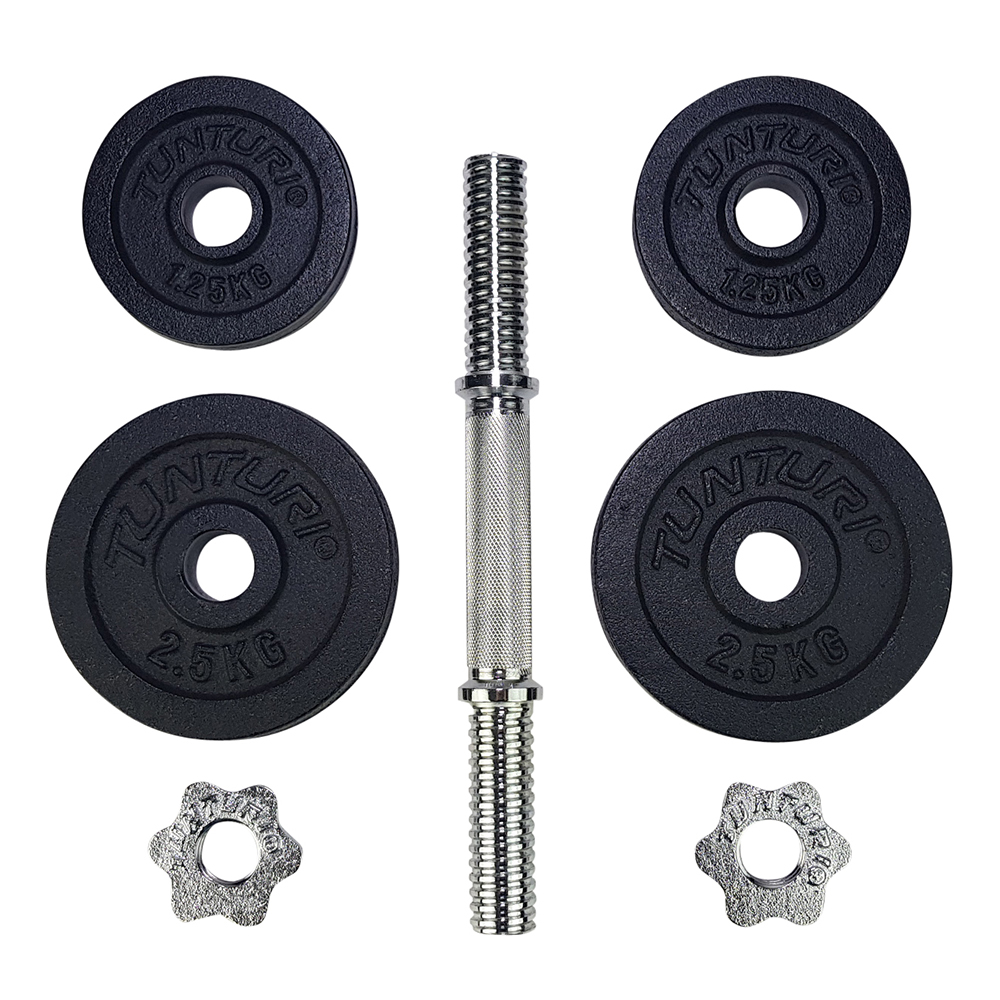 Tunturi Dumbbell - Dumbell Gietijzer totaal 10kg - Zwart Tunturi Dumbbell - Dumbell Gietijzer totaal 10kg - Zwart