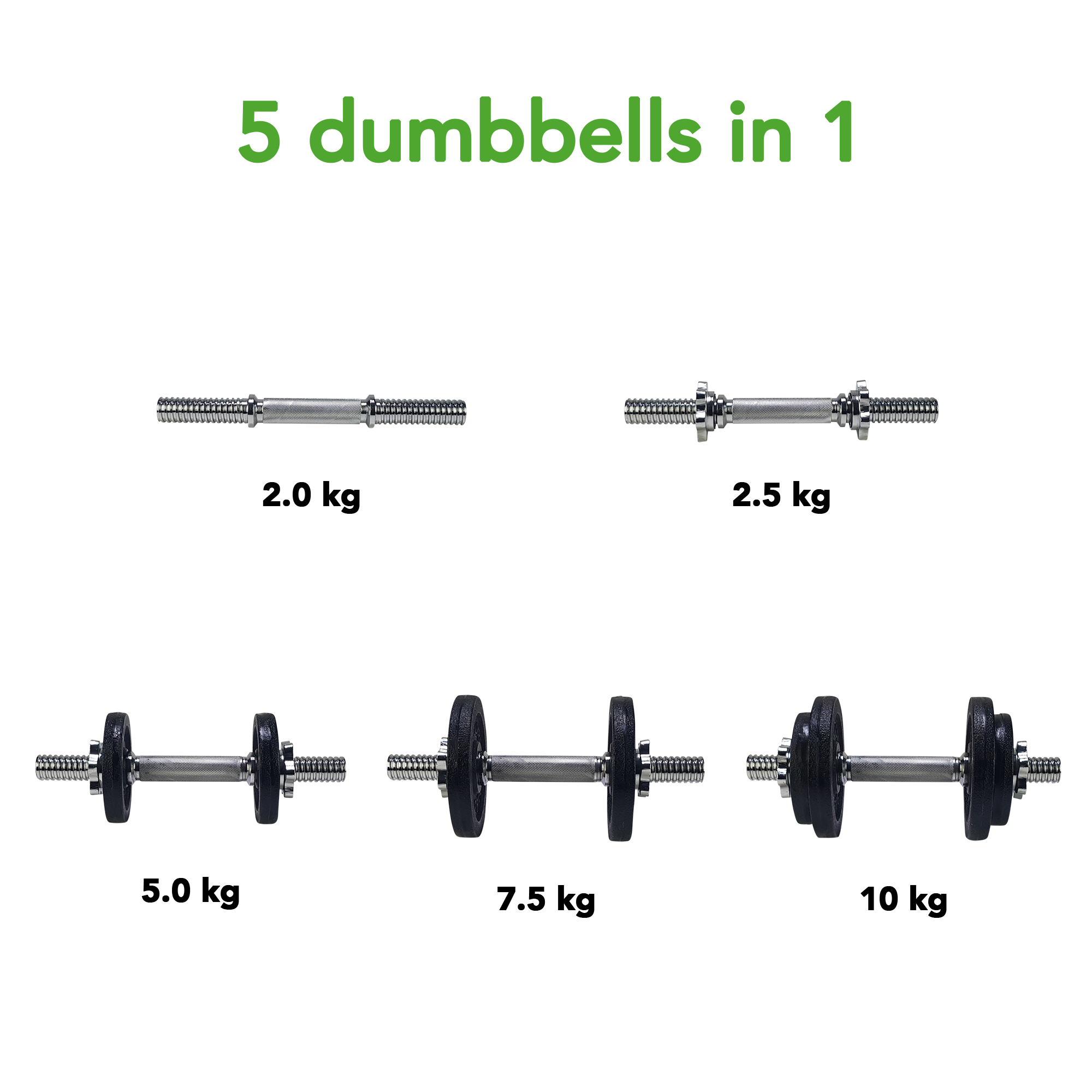 Tunturi Dumbbell - Dumbell Gietijzer totaal 10kg - Zwart Tunturi Dumbbell - Dumbell Gietijzer totaal 10kg - Zwart