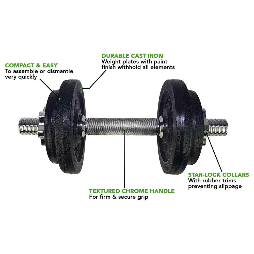 Tunturi Dumbbell - Dumbell Gietijzer totaal 10kg - Zwart Tunturi Dumbbell - Dumbell Gietijzer totaal 10kg - Zwart