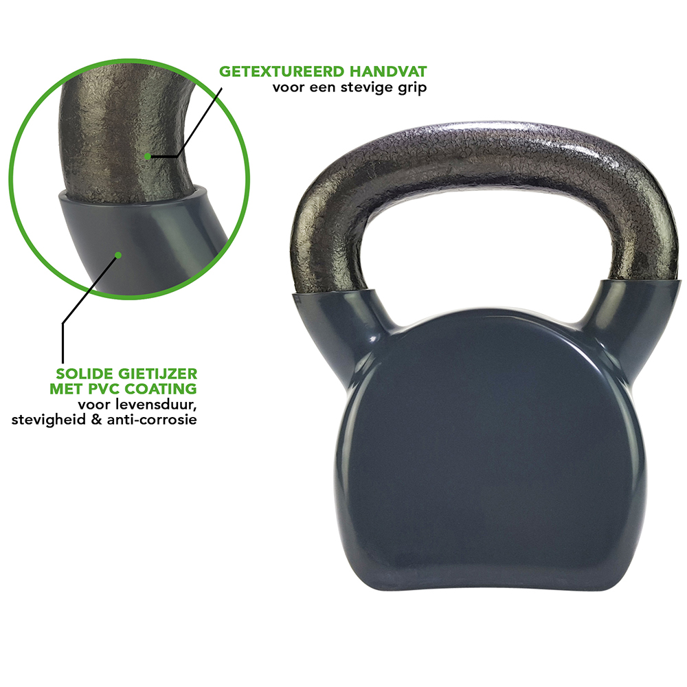 Tunturi Kettlebell - Vinyl 14kg - Grijs Tunturi Kettlebell - Vinyl 14kg - Grijs