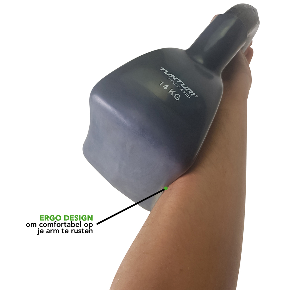 Tunturi Kettlebell - Vinyl 14kg - Grijs Tunturi Kettlebell - Vinyl 14kg - Grijs