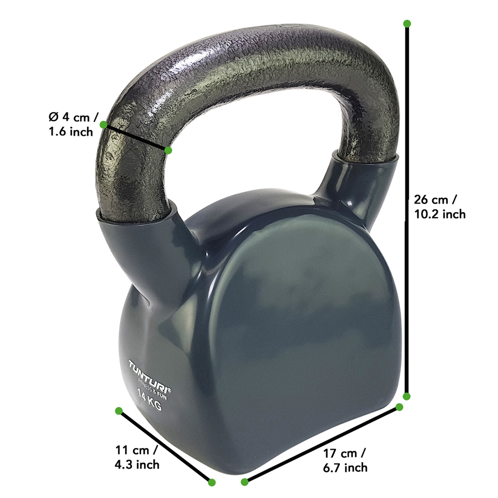 Tunturi Kettlebell - Vinyl 14kg - Grijs Tunturi Kettlebell - Vinyl 14kg - Grijs