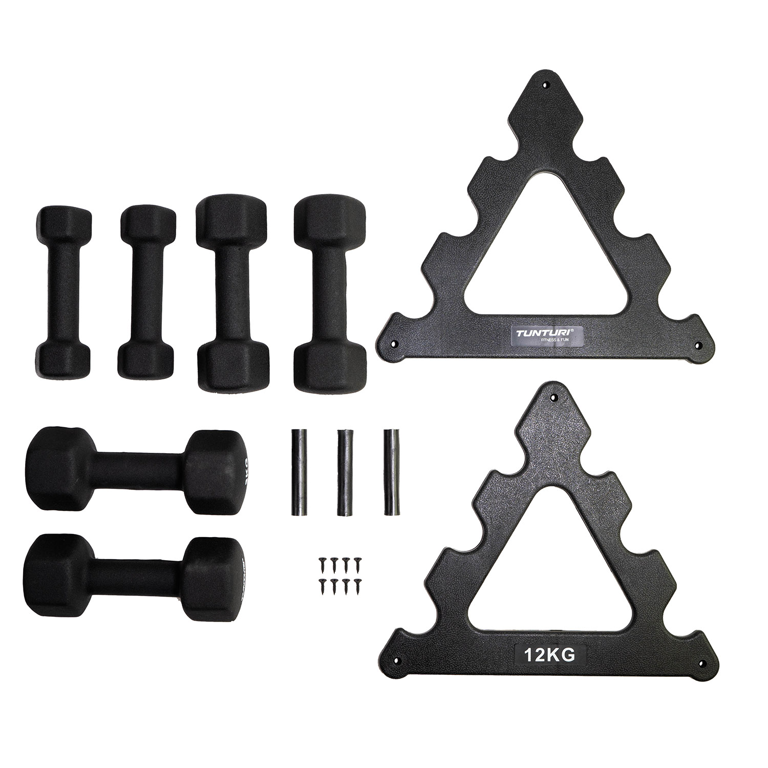 Tunturi Halterset - Neoprene Dumbellset 1 t/m 3kg - Zwart Tunturi Halterset - Neoprene Dumbellset 1 t/m 3kg - Zwart