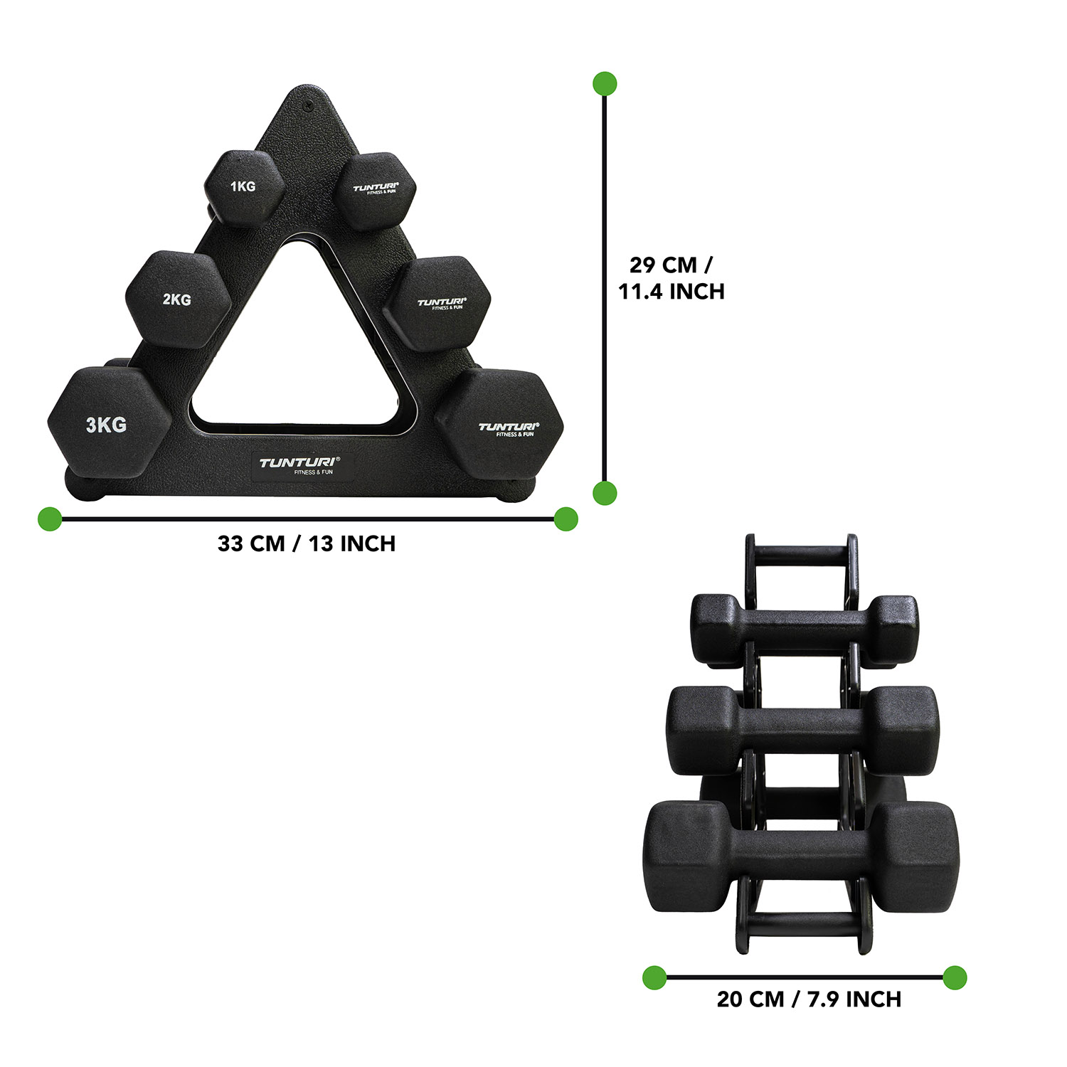 Tunturi Halterset - Neoprene Dumbellset 1 t/m 3kg - Zwart Tunturi Halterset - Neoprene Dumbellset 1 t/m 3kg - Zwart