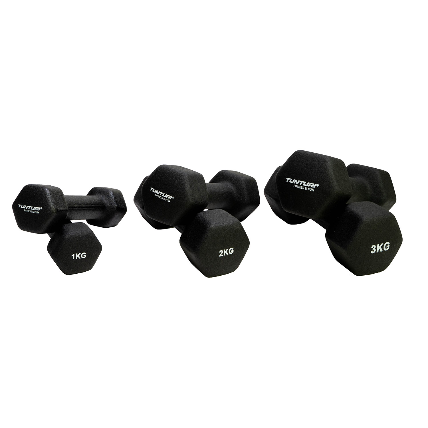 Tunturi Halterset - Neoprene Dumbellset 1 t/m 3kg - Zwart Tunturi Halterset - Neoprene Dumbellset 1 t/m 3kg - Zwart