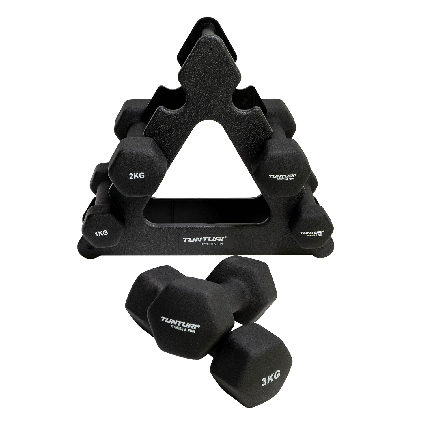 Tunturi Halterset - Neoprene Dumbellset 1 t/m 3kg - Zwart Tunturi Halterset - Neoprene Dumbellset 1 t/m 3kg - Zwart
