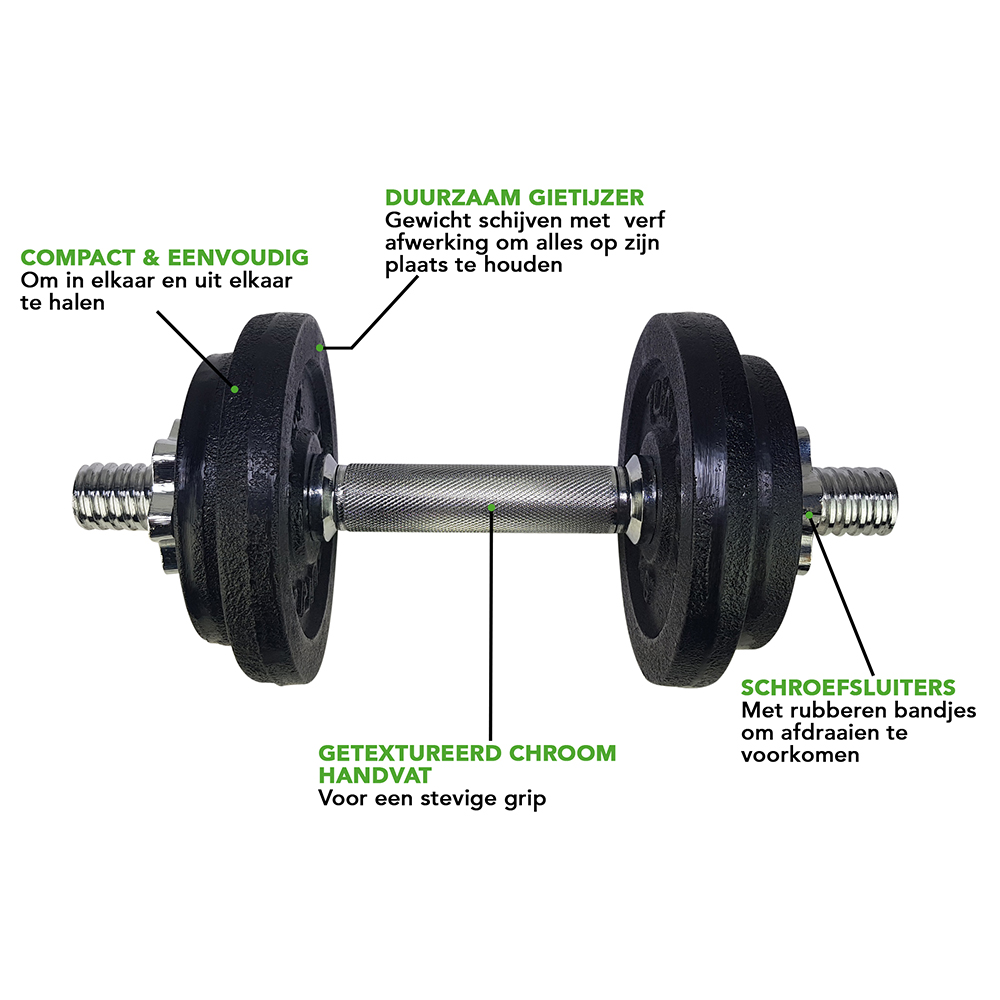 Tunturi Dumbbell - Gietijzer 20kg - Zwart Tunturi Dumbbell - Gietijzer 20kg - Zwart
