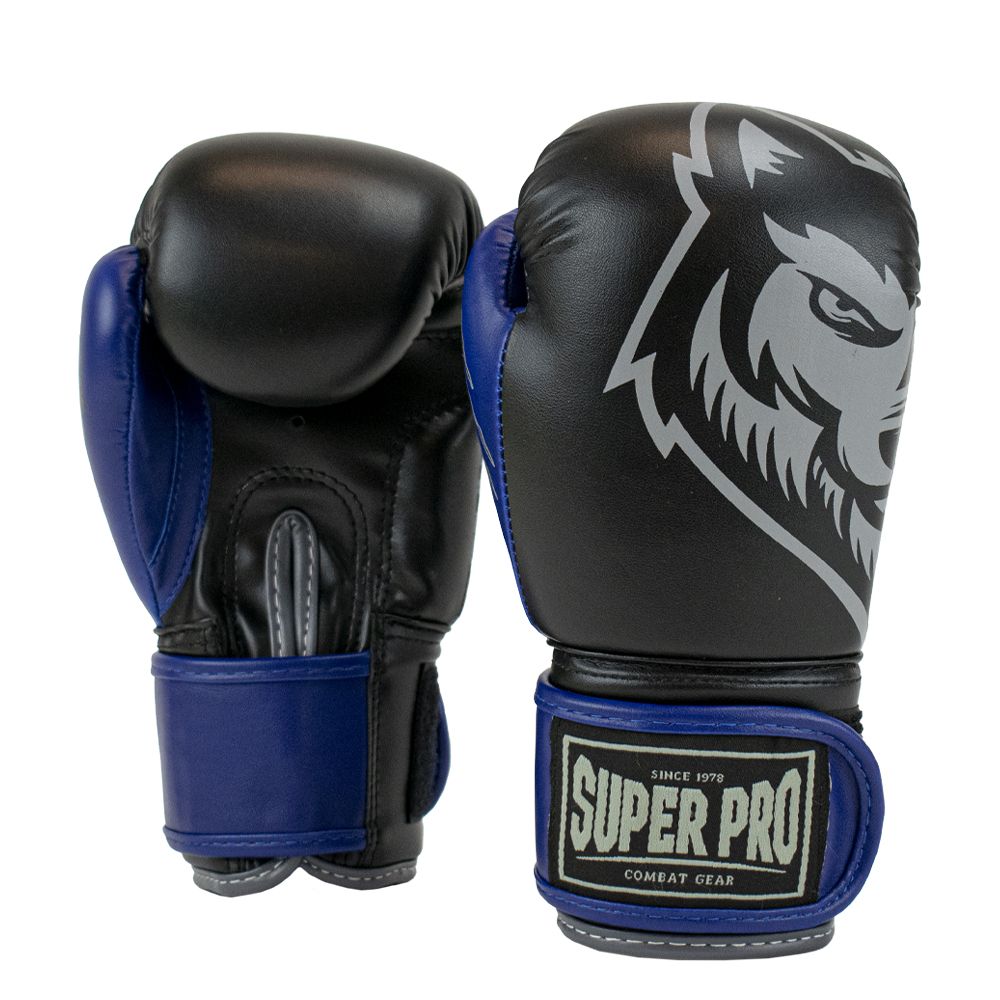 Super Pro Combat Gear Bokshandschoen - Wolf - Blauw / Grijs / Zwart Super Pro Combat Gear Bokshandschoen - Wolf - Blauw / Grijs / Zwart