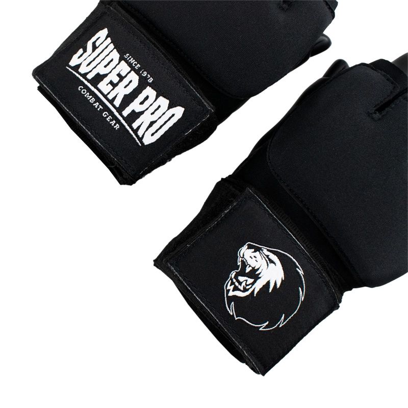 Super Pro Combat Gear Binnenhandschoen - Mexican Wrap - Zwart / Wit Super Pro Combat Gear Binnenhandschoen - Mexican Wrap - Zwart / Wit