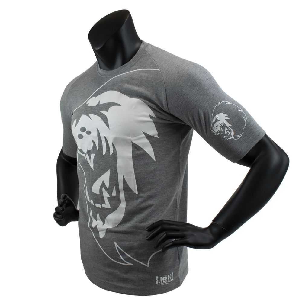 Super Pro Combat Gear T-shirt - Lion Logo 140 - Grijs / Wit Super Pro Combat Gear T-shirt - Lion Logo 140 - Grijs / Wit