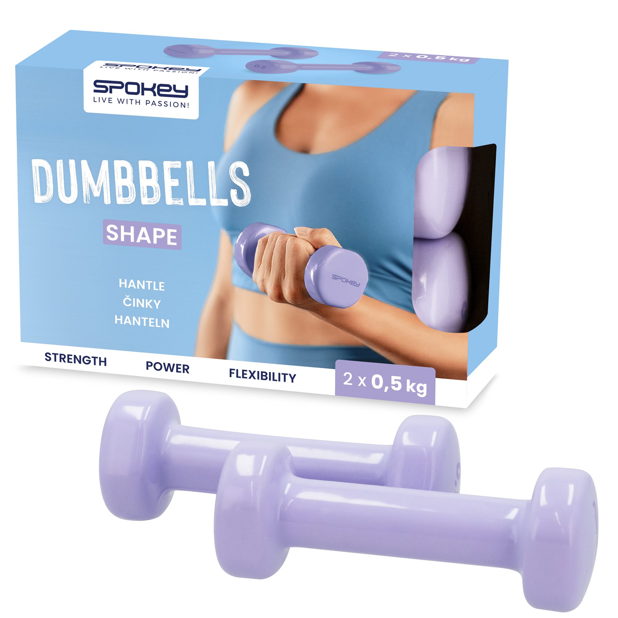 Spokey Shape IV vinyl dumbbells 2 x 0,5 kg paars Spokey Shape IV vinyl dumbbells 2 x 0,5 kg paars