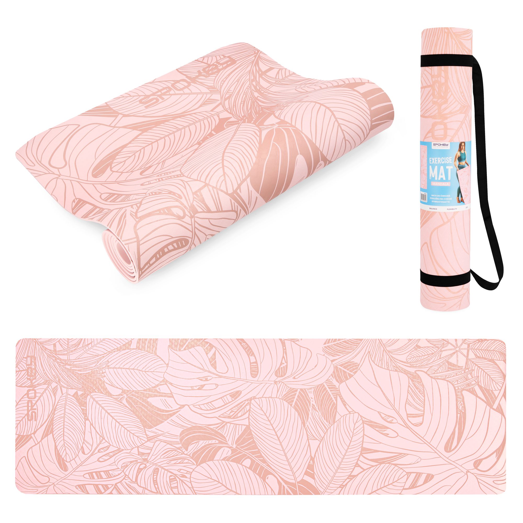 Spokey LEAF yogamat roze 183 x 61 cm Spokey LEAF yogamat roze 183 x 61 cm